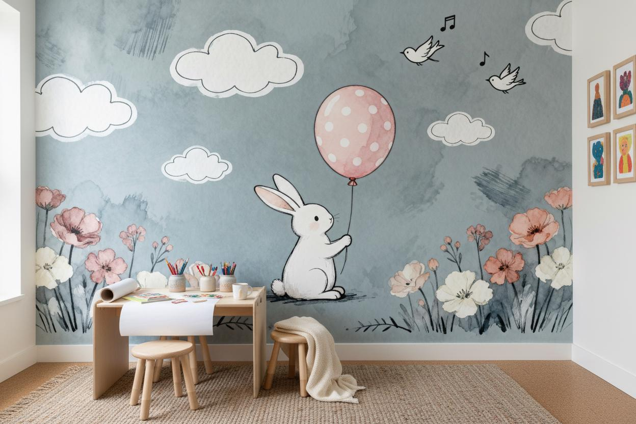 Cartoon Animal Wall Mural Kids - огляд і ціна Baby Nursery Peel And Stick Wallpaper