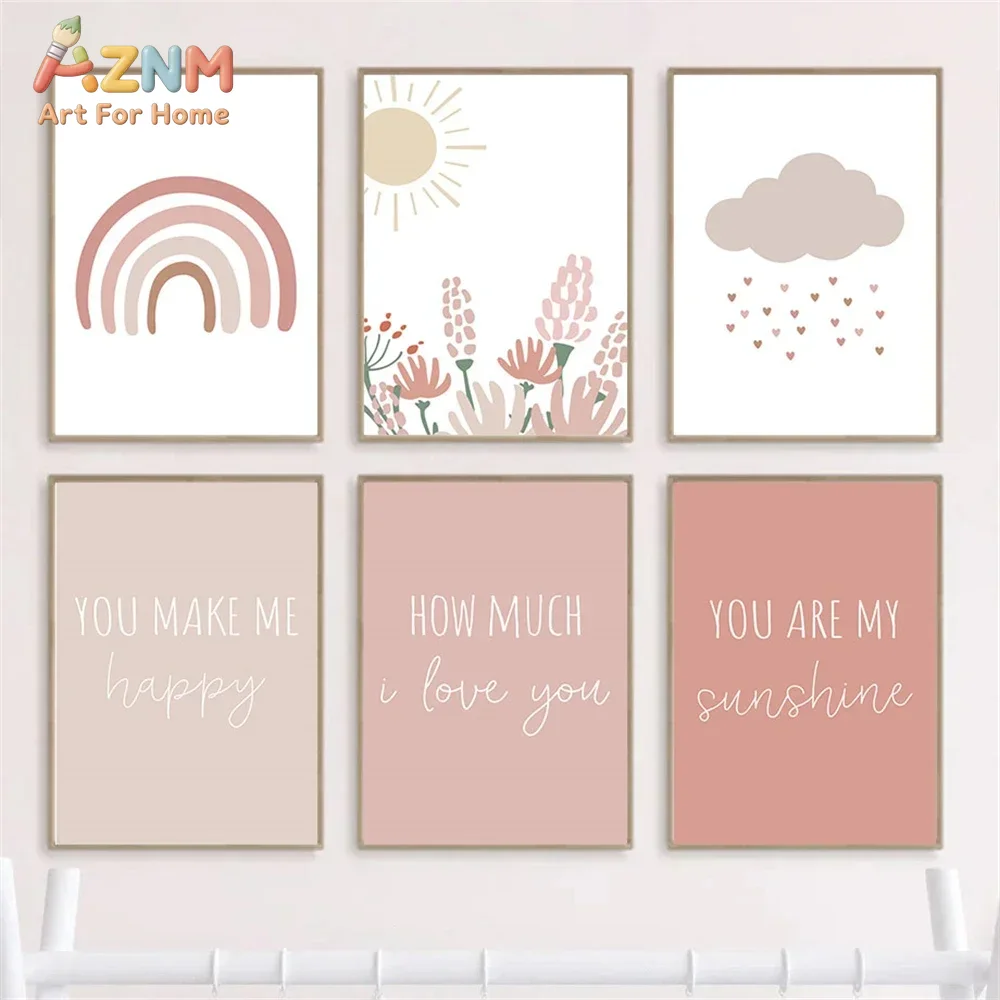 AZNM Boho Pink Rainbow Sun Flo - огляд і ціна Baby Girl Nursery Quotes